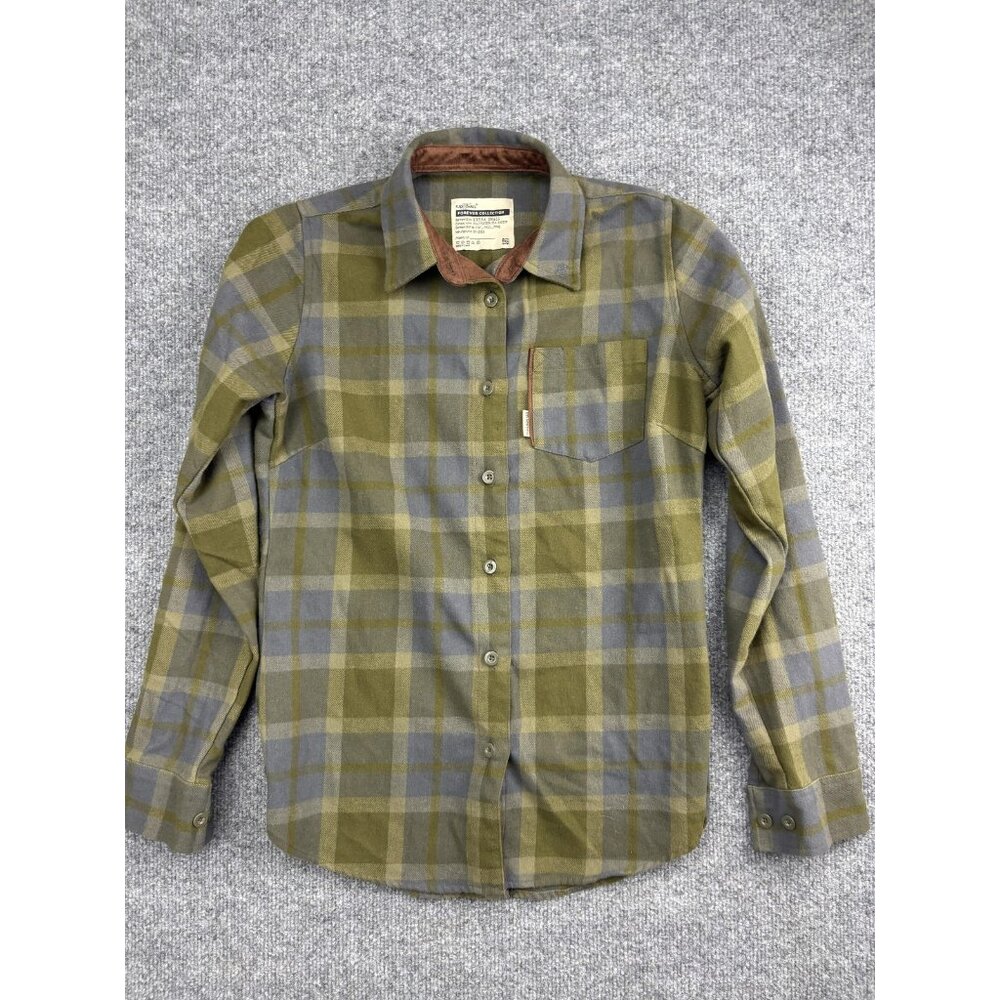 Flag Nor Fail Flannel‎ Shirt Women's XS Green Gray Plaid Forever Collection